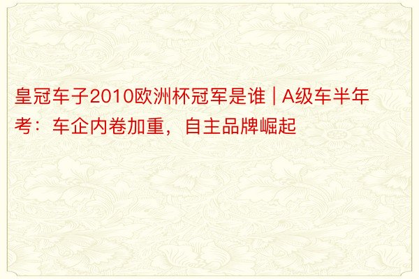 皇冠车子2010欧洲杯冠军是谁 | A级车半年考：车企内卷加重，自主品牌崛起