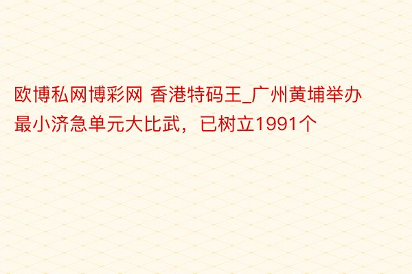 欧博私网博彩网 香港特码王_广州黄埔举办最小济急单元大比武，已树立1991个