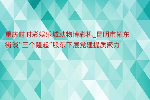 重庆时时彩娱乐城动物博彩机_昆明市拓东街谈“三个隆起”股东下层党建提质聚力